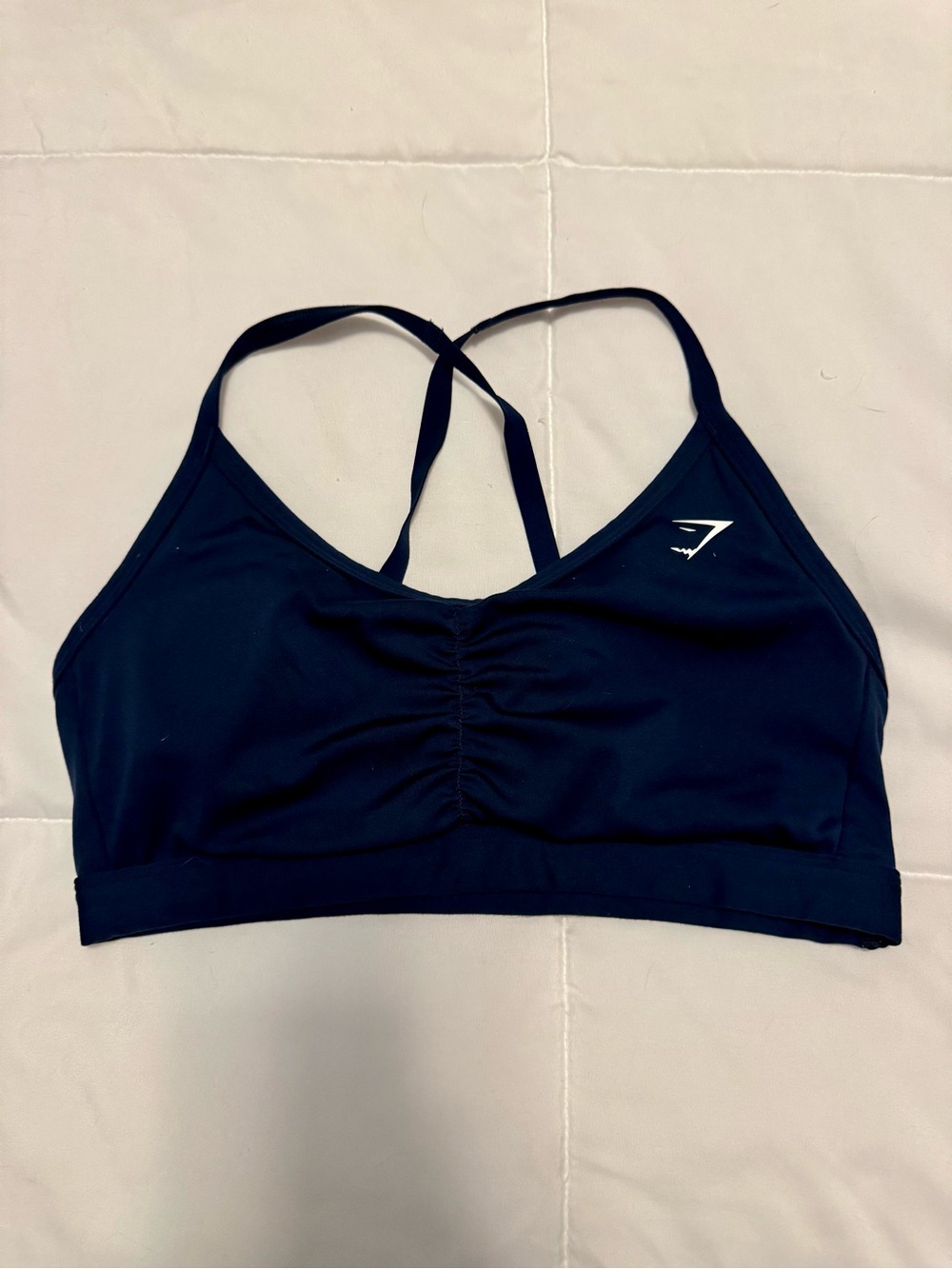 Gymshark Navy Strappy Ruched Sports Bra